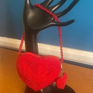 Beaded Heart Wristlet with matching key chain
